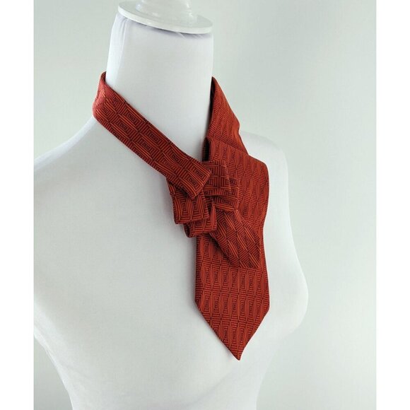 Women's Ascot Scarf Sustainably Made From A Terracotta Necktie - Picture 5 of 7